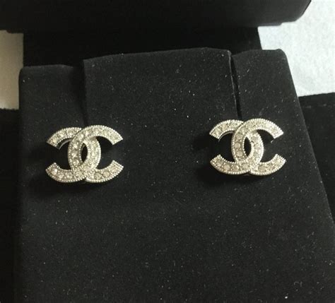 chanel earrings clips|authentic chanel logo stud earrings.